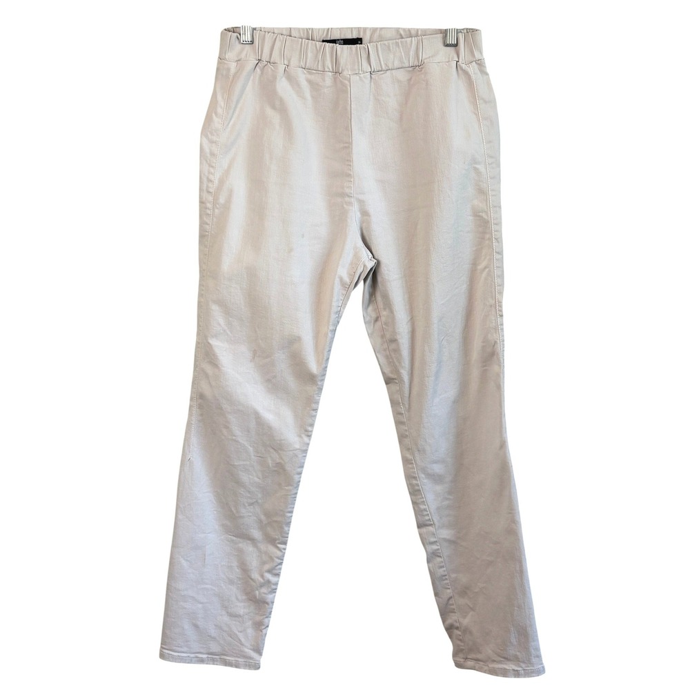 Jarbo Pegging Pants Beige Womens Size 36 Elastic Waist Tapered Stretch Pull On